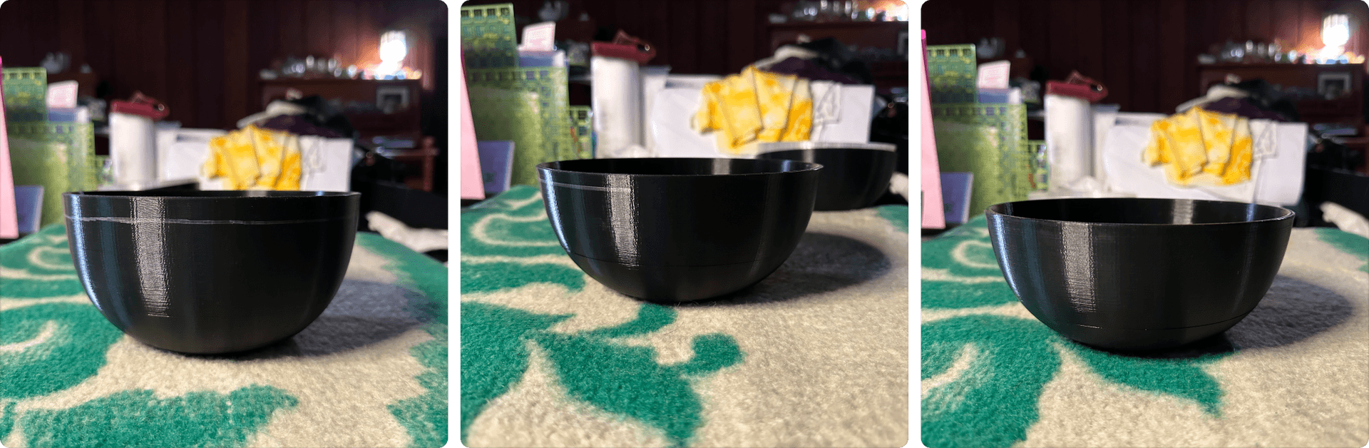 3D prototype iterations of bowl shape